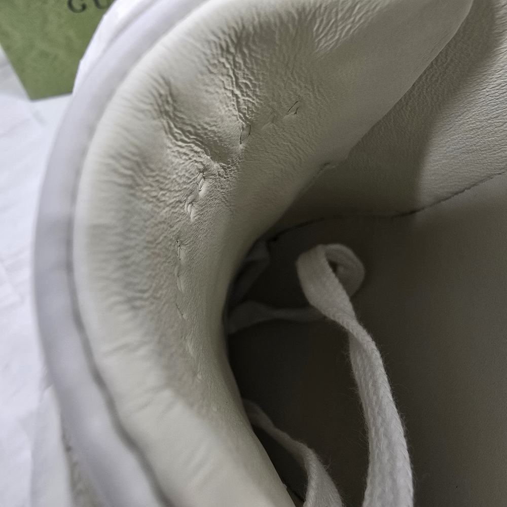 Gucci White Leather Low-Top Sneakers with Perforated G - Picture 7 of 12